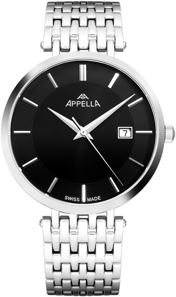 APPELLA Мужские швейцарские часы, кварцевый механизм, сталь, 40 мм