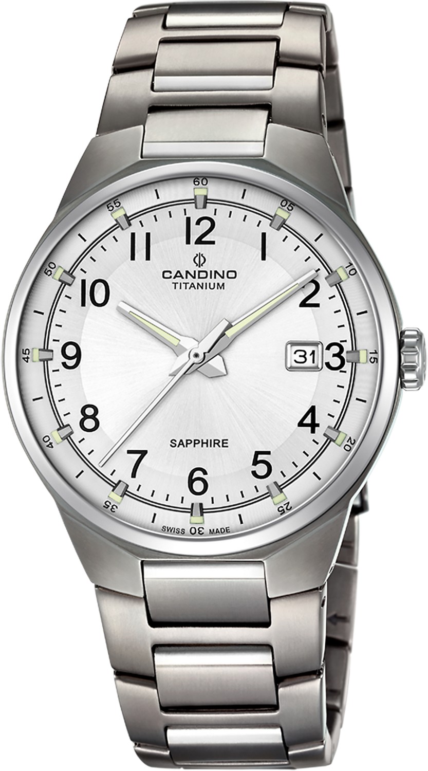 CANDINO  Мужские швейцарские часы, кварцевый механизм, титан, 41 мм