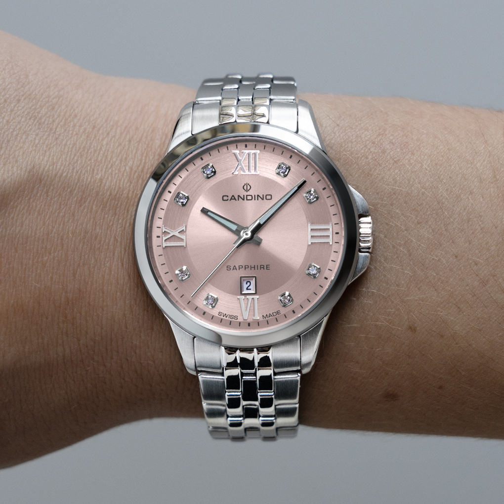 CANDINO  Женские швейцарские часы, кварцевый механизм, сталь, 34 мм
