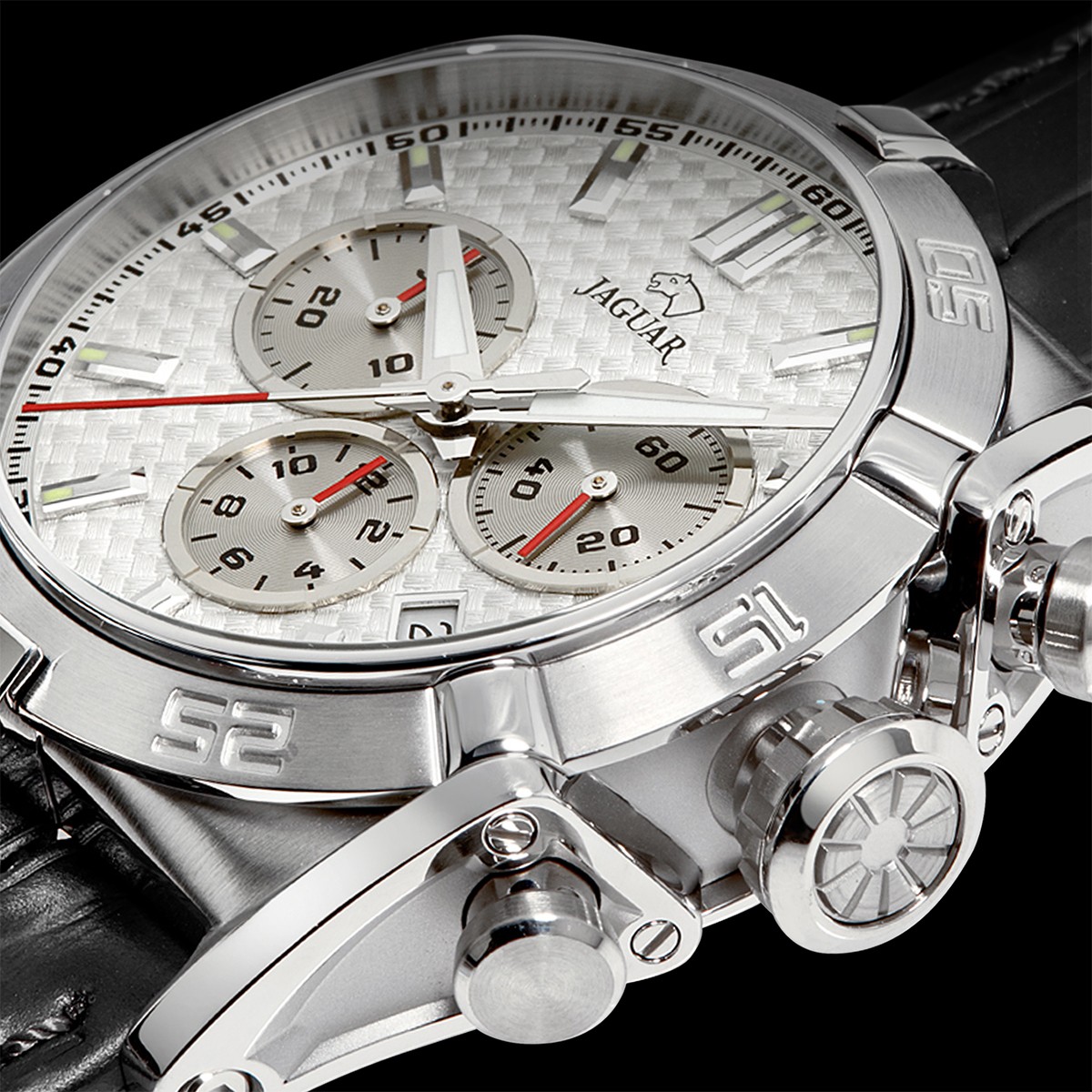 JAGUAR  Мужские швейцарские часы, кварцевый механизм, сталь, 45,8 мм