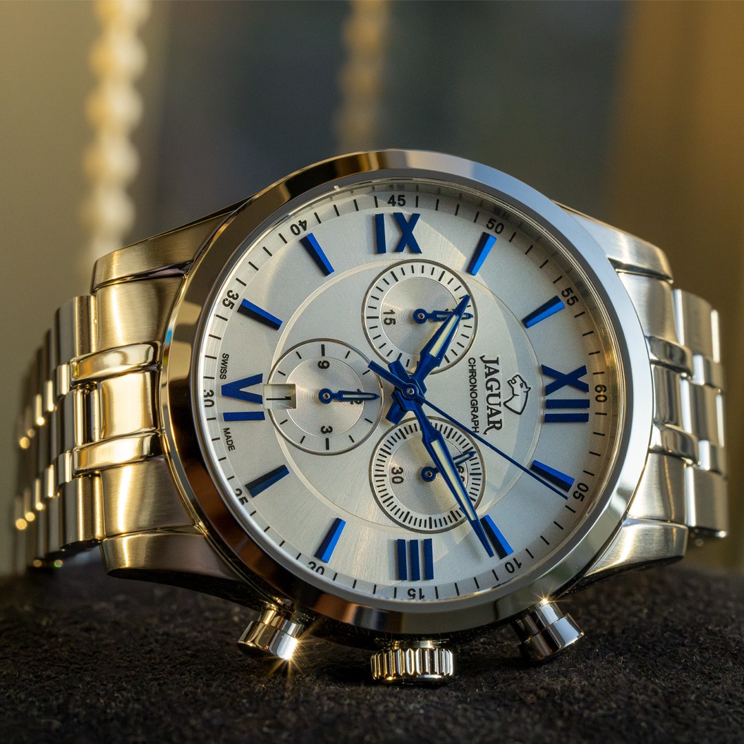 JAGUAR  Мужские швейцарские часы, кварцевый механизм, сталь, 41,5 мм