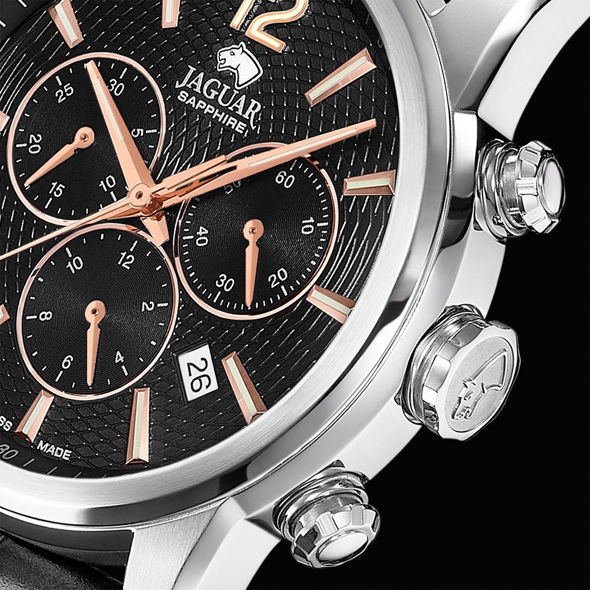 JAGUAR  Мужские швейцарские часы, кварцевый механизм, сталь, 42 мм